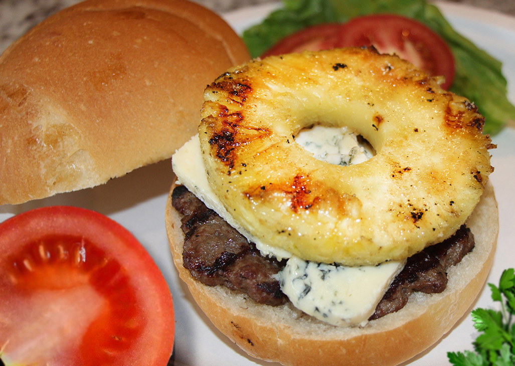 Blue Hawaiin Burger with all the trimming. Photo: Peter Mercer.