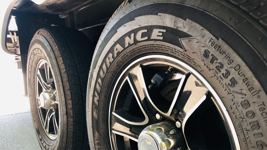 Fifth-wheel tires close-up