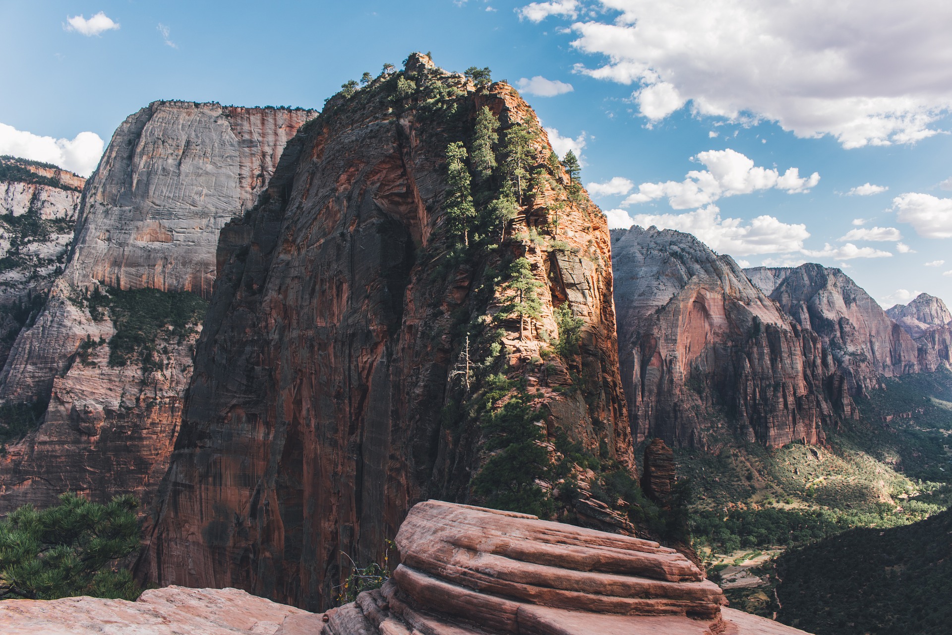 A looming rock formation in Zion.