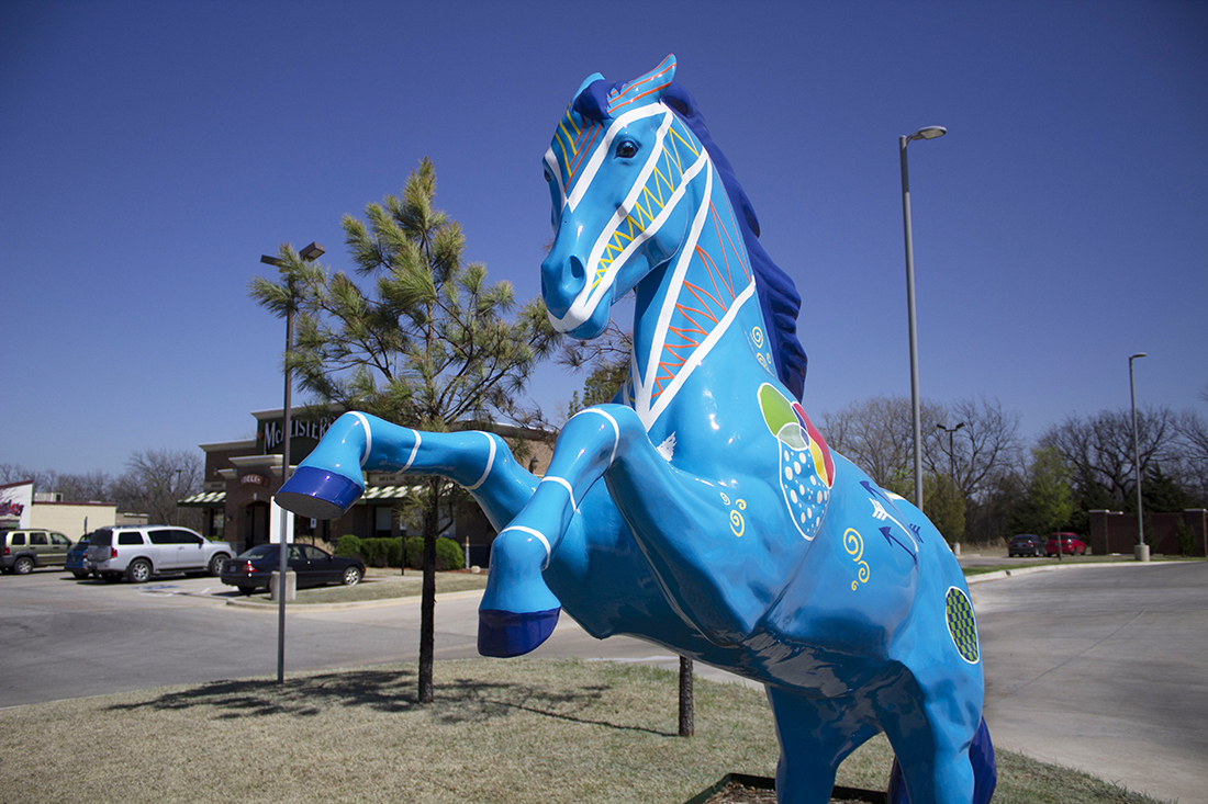 Blue painted horse of Shawnee, Oklahoma