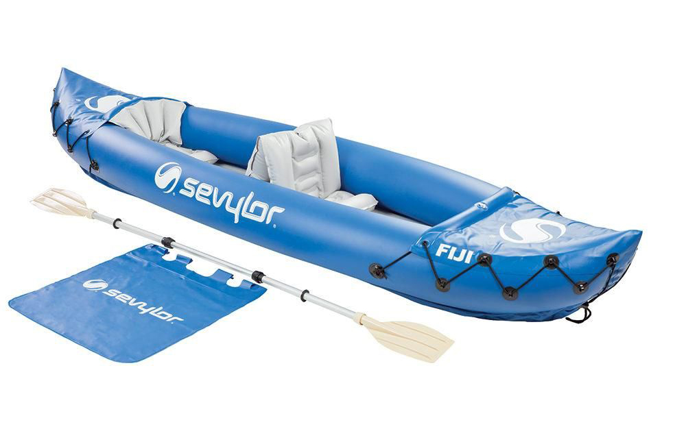Blue Fiji Kayak in a white background.