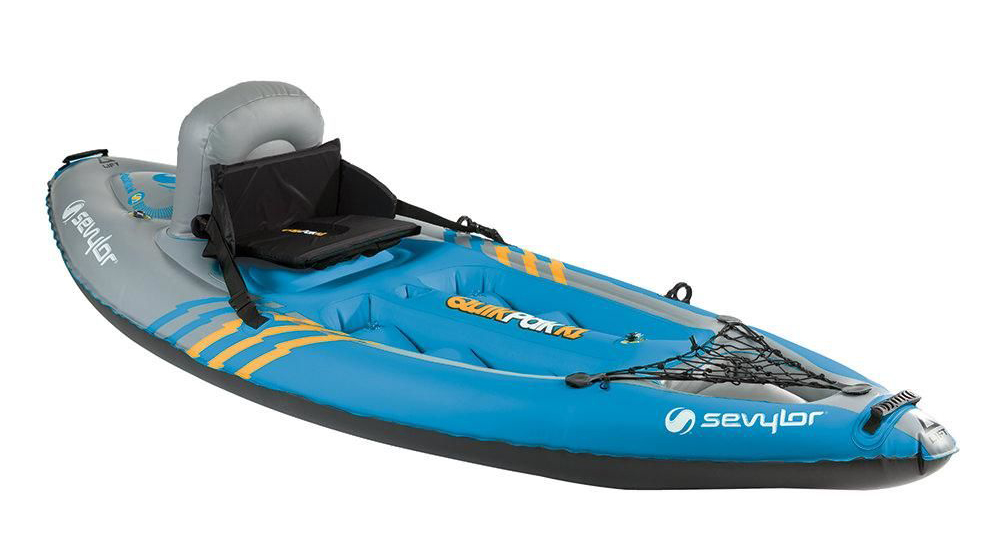 All-blue 1 person kayak in white background.