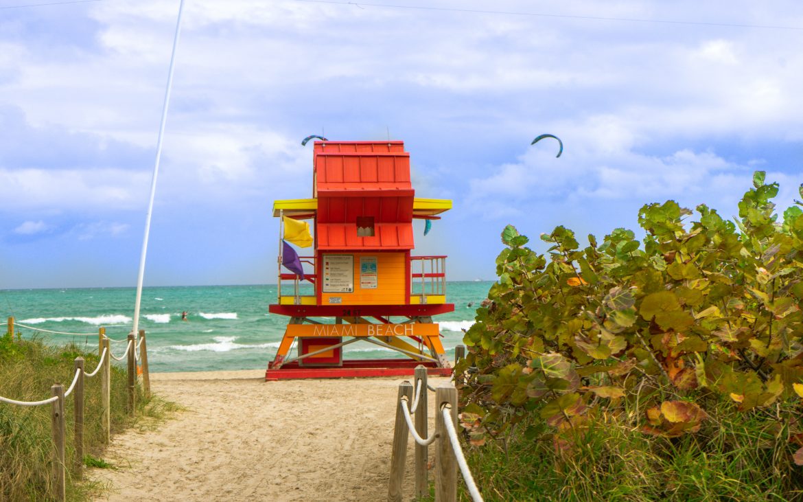 Colorful lifeguard tower at South Beach