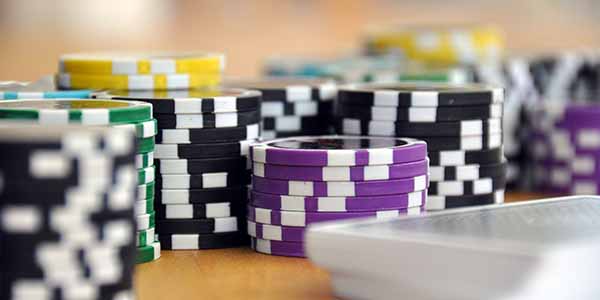 A stack of chips in a casino.