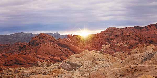 Red rock landscapes stretch into the horizon at Valley of Fire State Park.