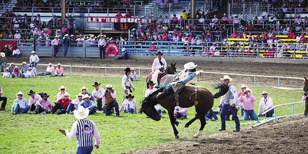 Bronco riding at Sisters Rodeo