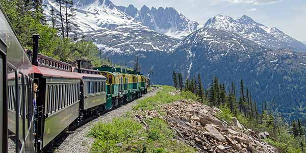 Yukon Railroad though the mountains.