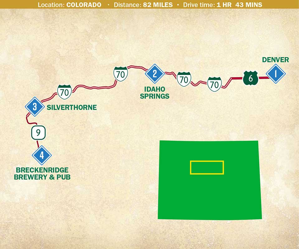 A map indicating a route through north-central Colorado.