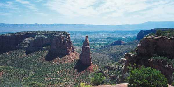 The stark rock spire of the Colorado National Monument