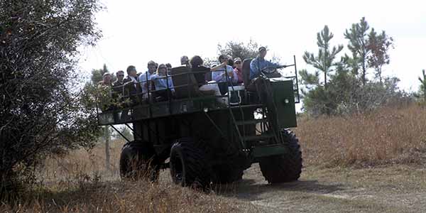 Stakeholders in swamp buggies tour the newly established Everglades Headwaters National Wildlife Refuge and surrounding area just after it was announced. Jan 18, 2018 near Hines City, FL, about 50 miles south of Orlando