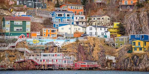 Colorful homes perched along the steep hills