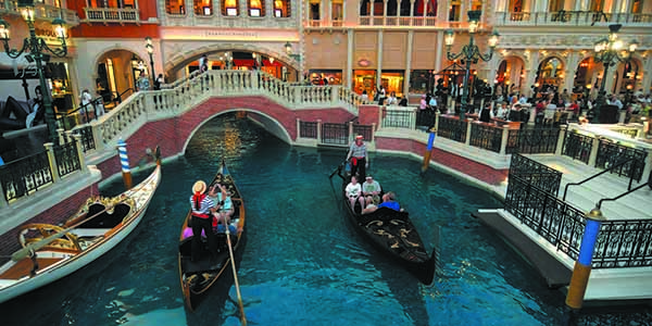 People enjoying a ridge at The Grand Canal at the Venetian.