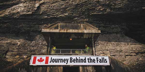 Tourist stand on the Journey Behind the Falls deck