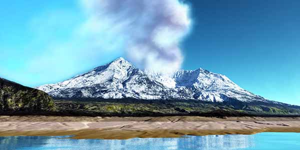 Ash and smoke billow from the Mount St. Helen volcano in Washington after the great eruption in 1980.