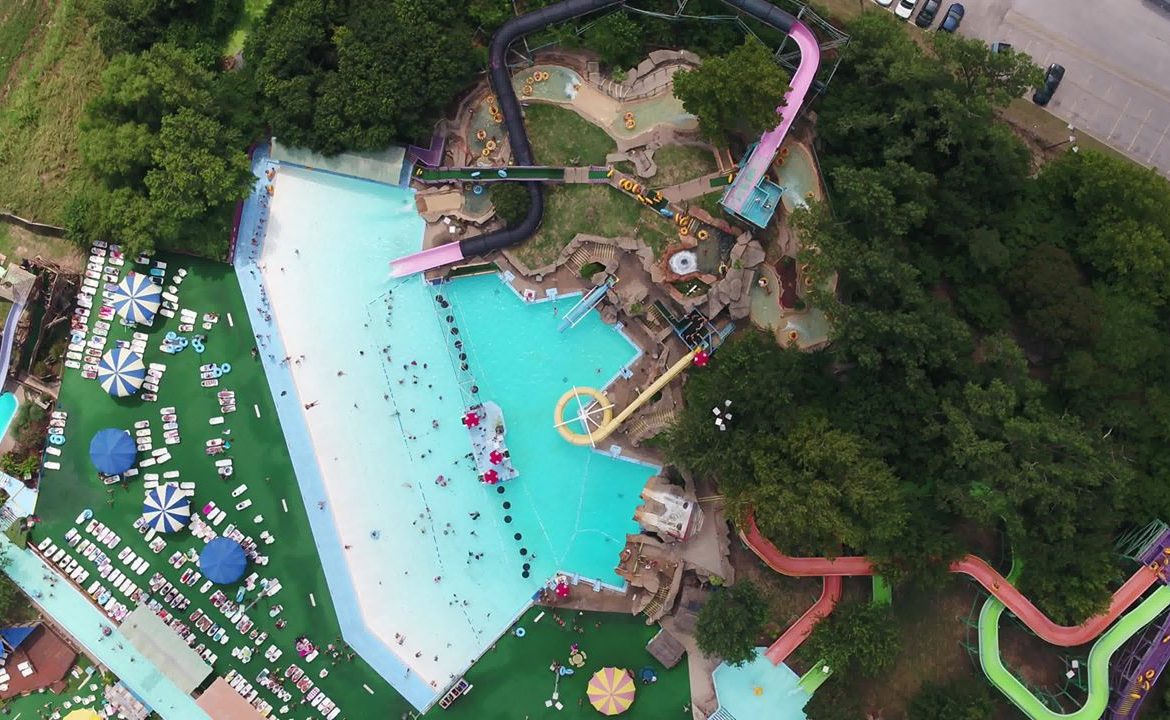 Aerial view of water park in Oklahoma