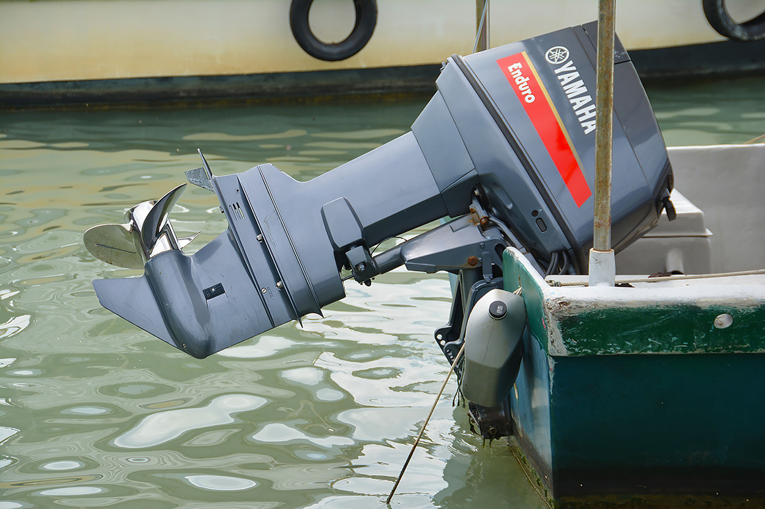 Outboard Yamaha engine attached to watercraft