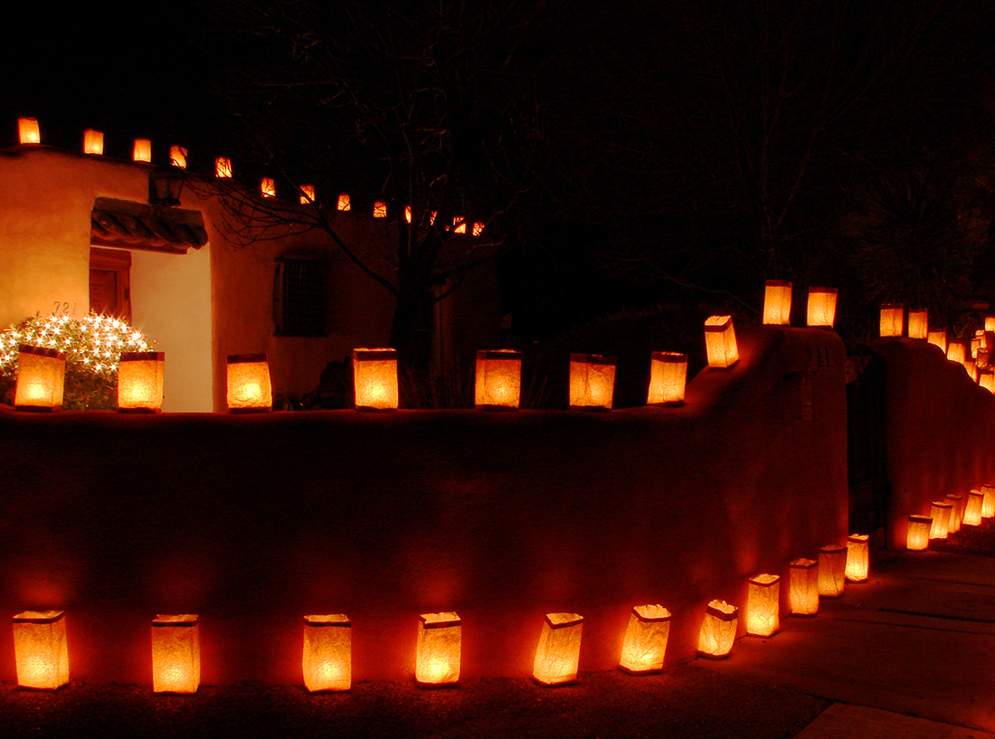 Luminarias -- or farolitos as they're called in Santa Fe -- are a Christmas Eve tradition in New Mexico. 