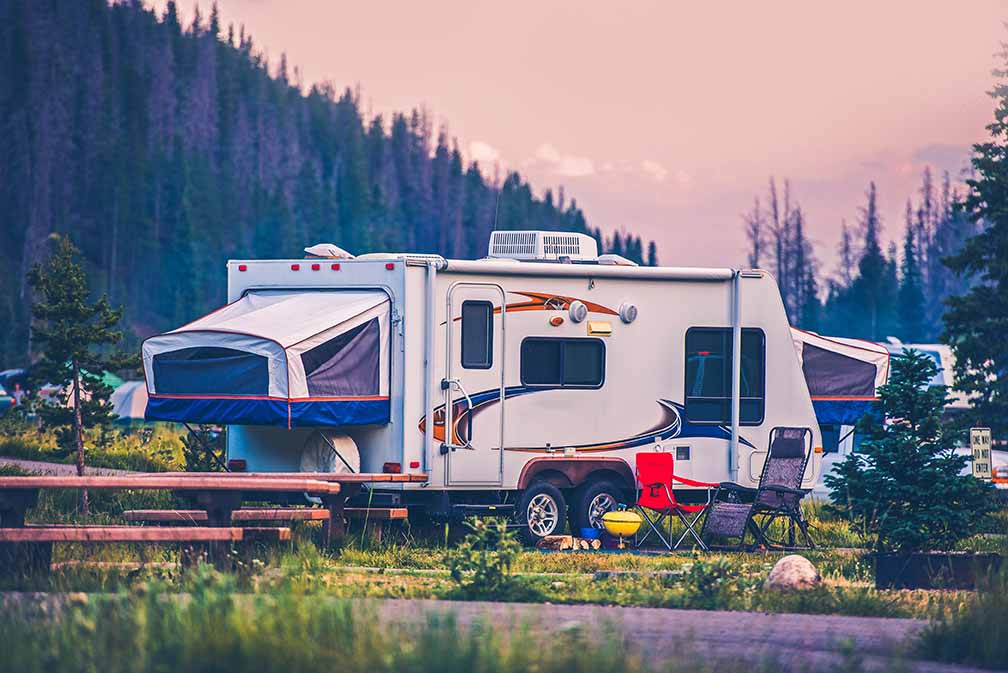 Travel Trailer Pop Up Style Camping in Colorado.