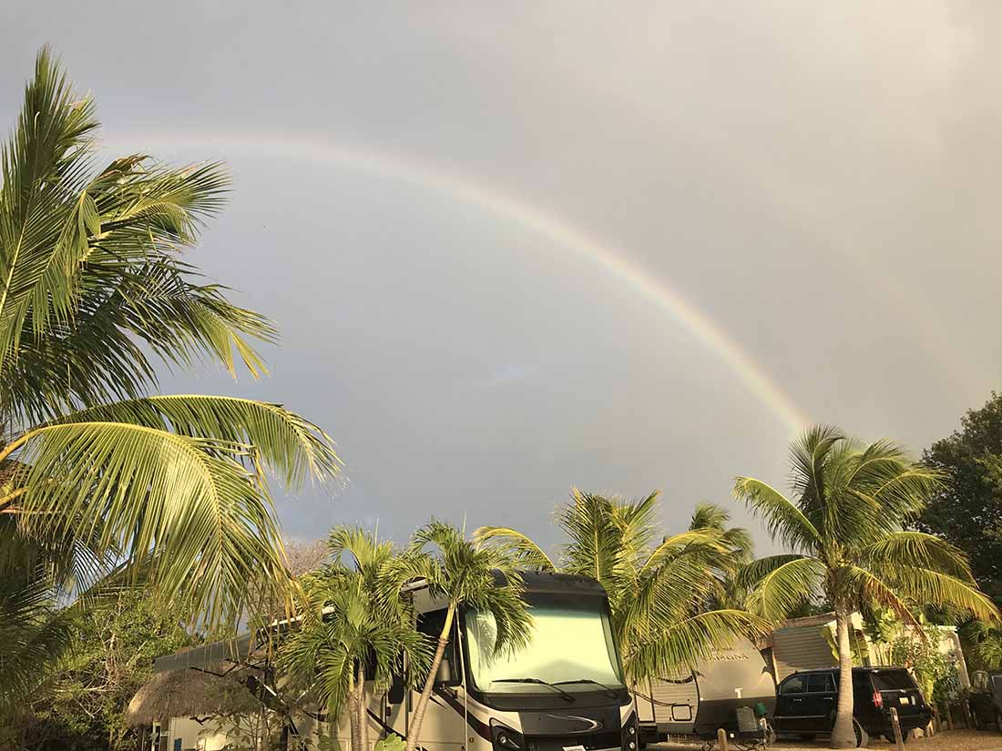 Beautiful rainbow over an RV park