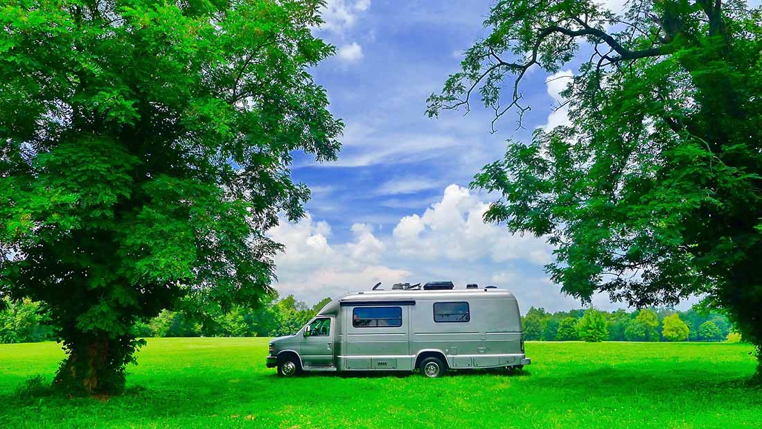 RV Camping Kentucky Horse Park on green grass