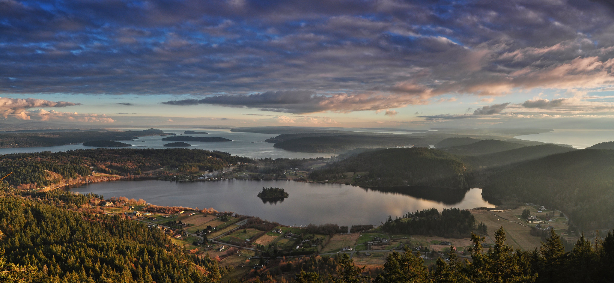 La Conner Aerial shot of beautiful lake environment