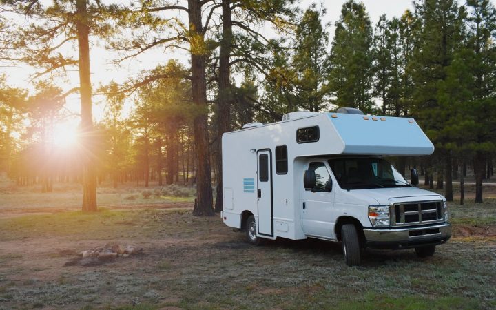 Motorhome in the woods. 