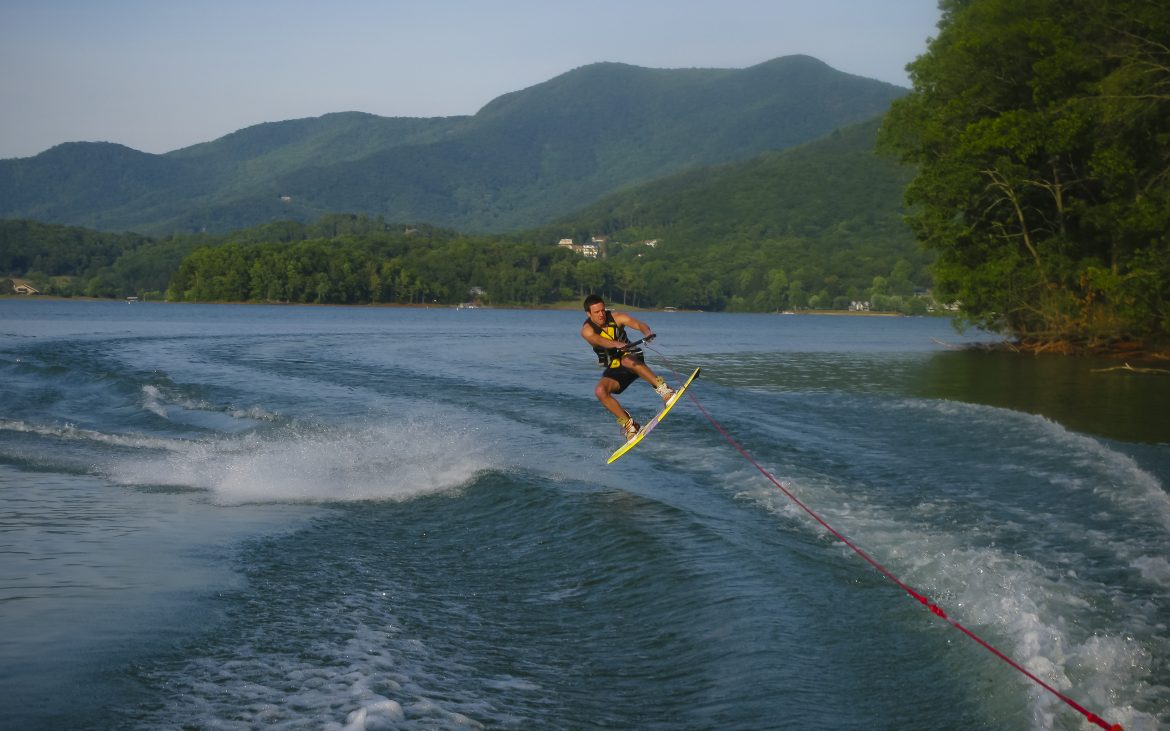 A water skier gets serious air.