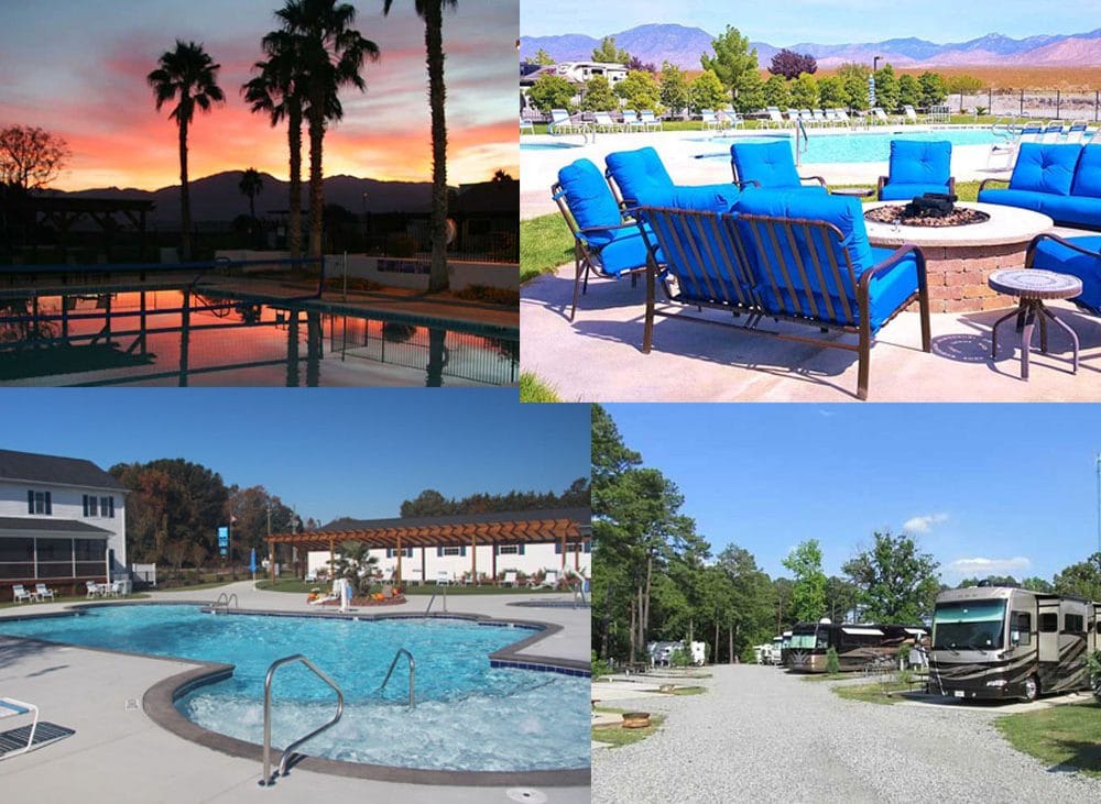 Collage of four RV parks