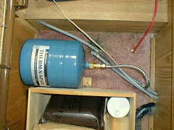 A small tank in a drawer.