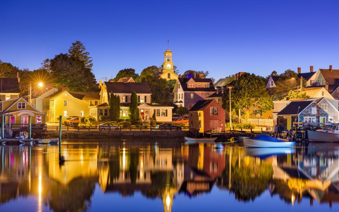Portsmouth, New Hampshire Townscape at dusk