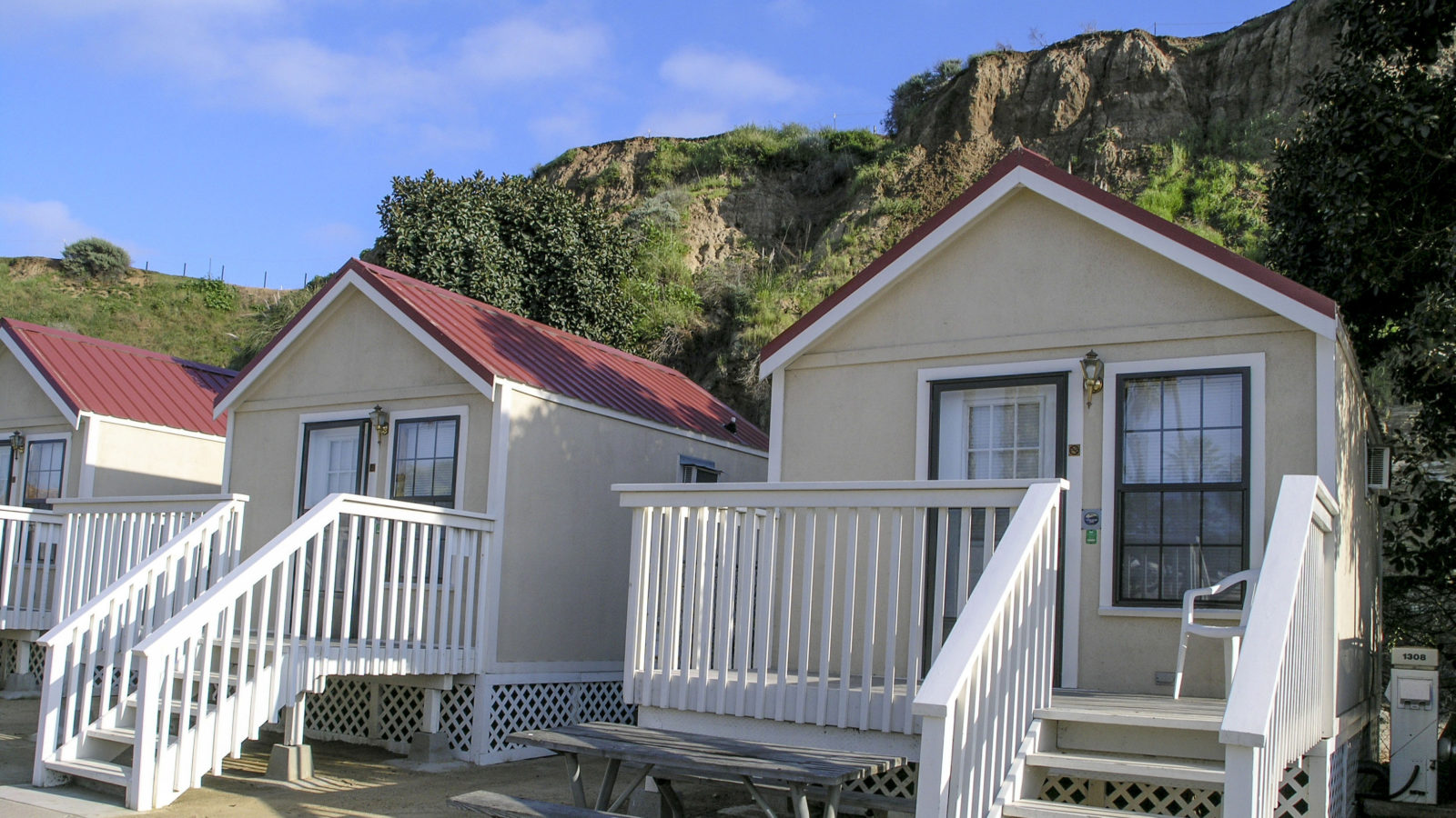 An attractive row of beach cottages.