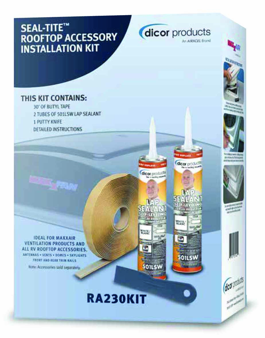 Box showing installation kit for rooftop accessories.