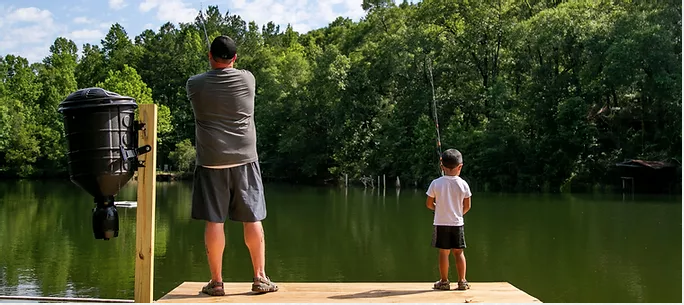 Father and son fishing.