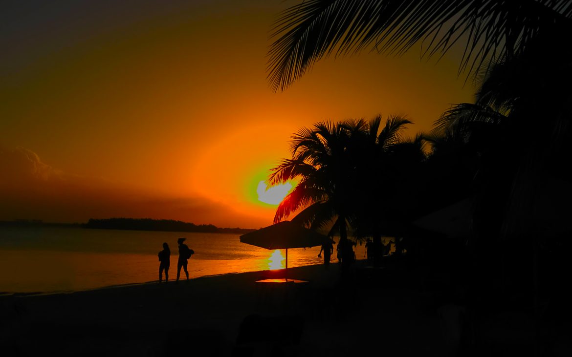 Boca Chica beach at sunset at Dominican Republic
