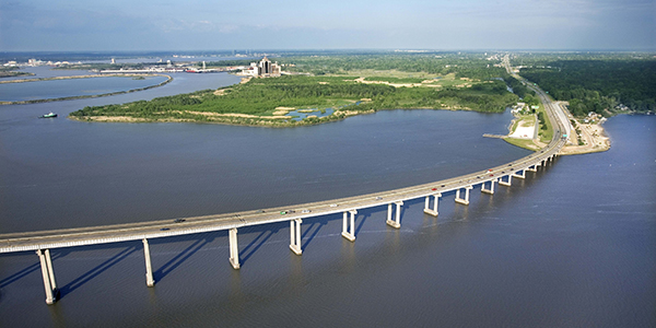 Bridge over the water in Lake Charles