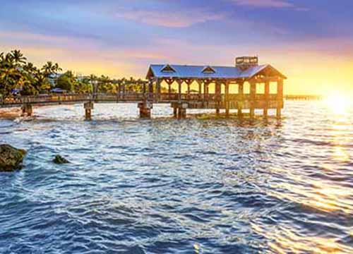Pier at the beach in Key West, Florida USA