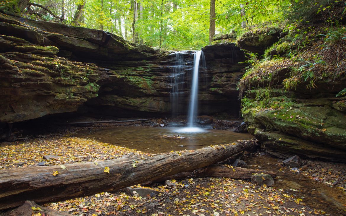 Small waterfall at Dundee Falls, Ohio. 