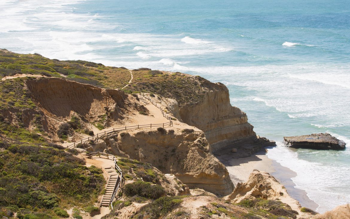 Ariel view of Southern California coastline at Torrey Pines