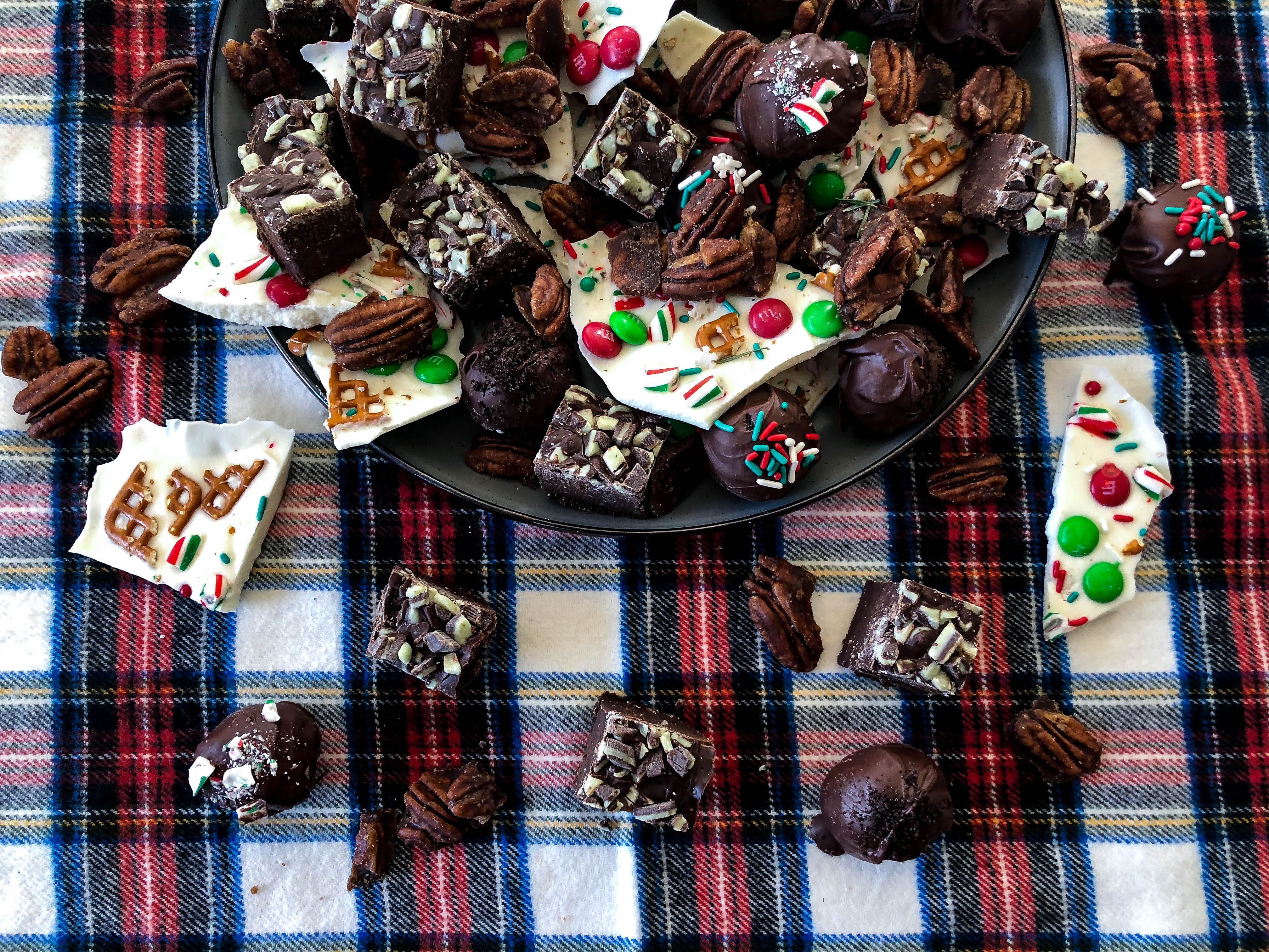 A variety of holiday sweets in a bowl