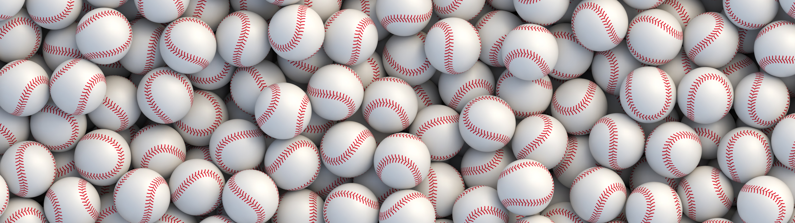 Bunch of baseballs Baseball balls background. Many white baseball balls with red stitching lying in a pile. Realistic vector background
