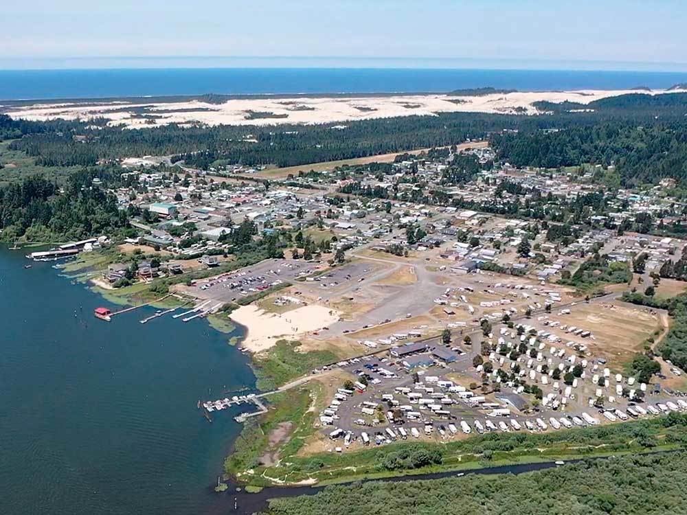 Osprey Point RV Resort and Marina in Oregon — Aerial view of Osprey Resort