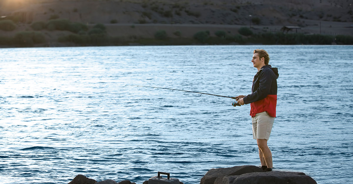 A man fishing on the Colorado River.