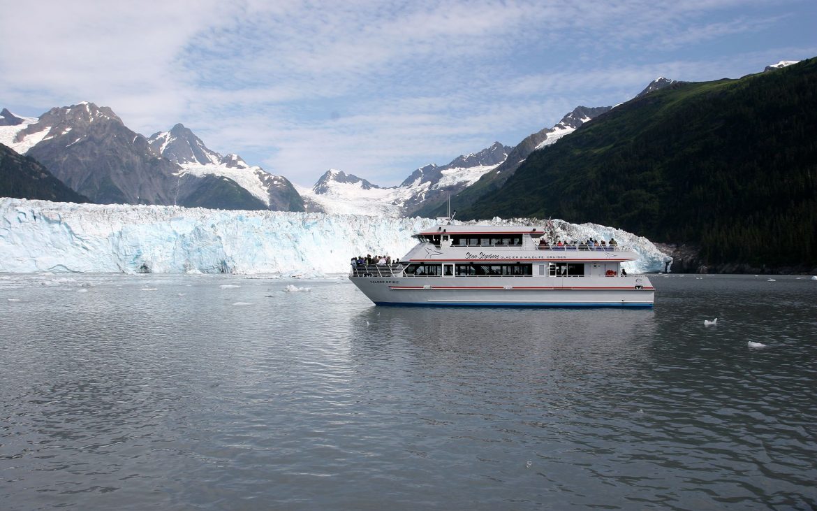 Glacier Excursion — a tour boat navigates Prince William Sound