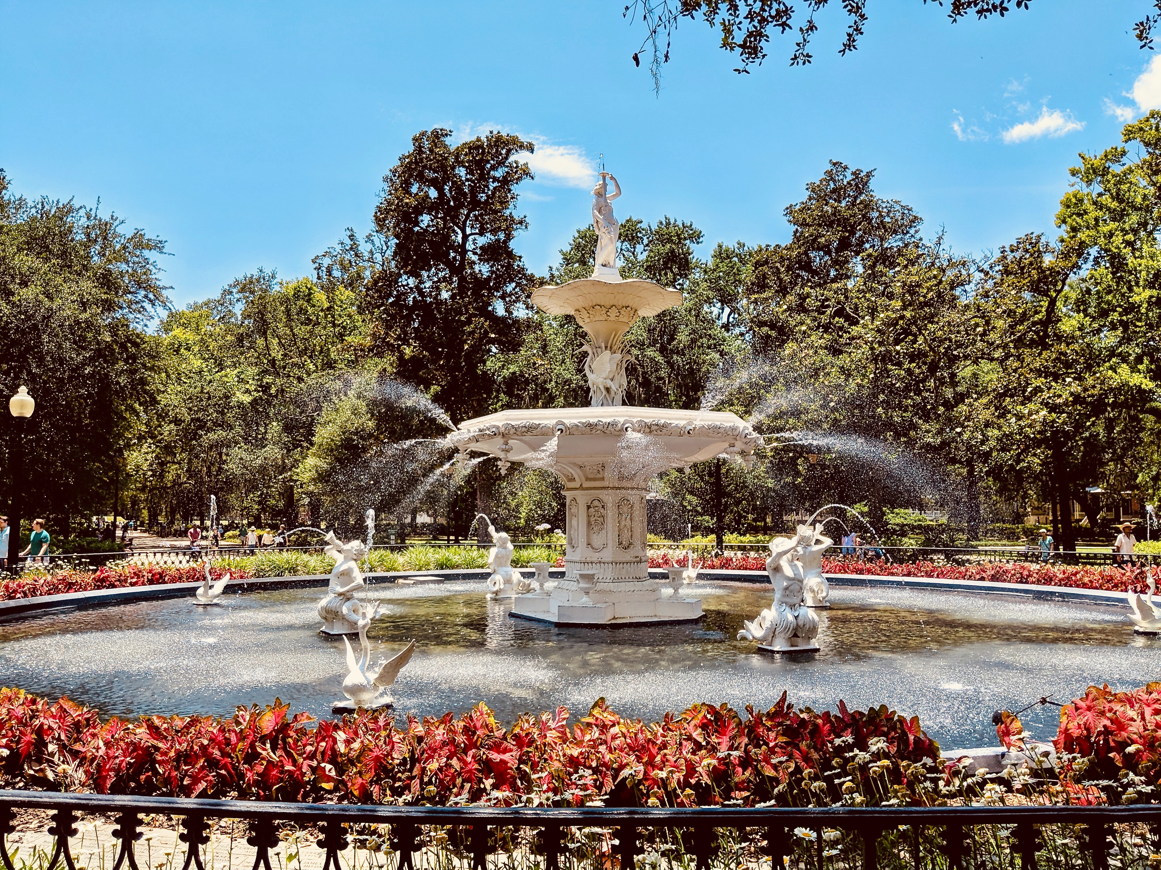 Elegant fountain in a park square