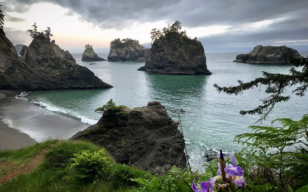 Oregon Coastline — sea stacks dot the ocean on a rugged coast