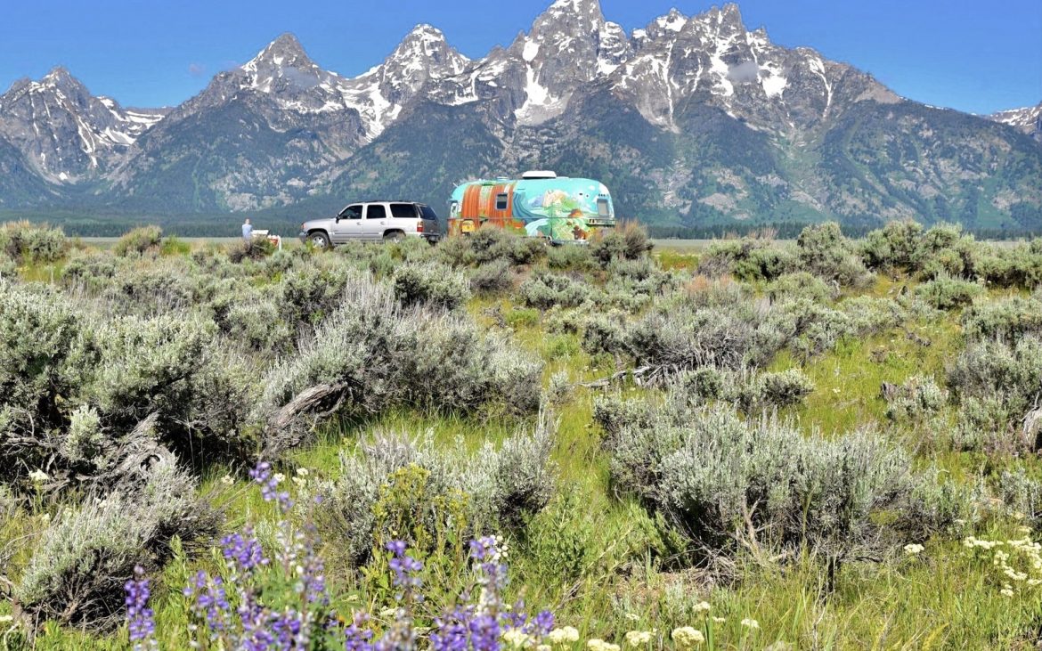 painted Airstream at one of the many overlooks at Grand Teton National Park
