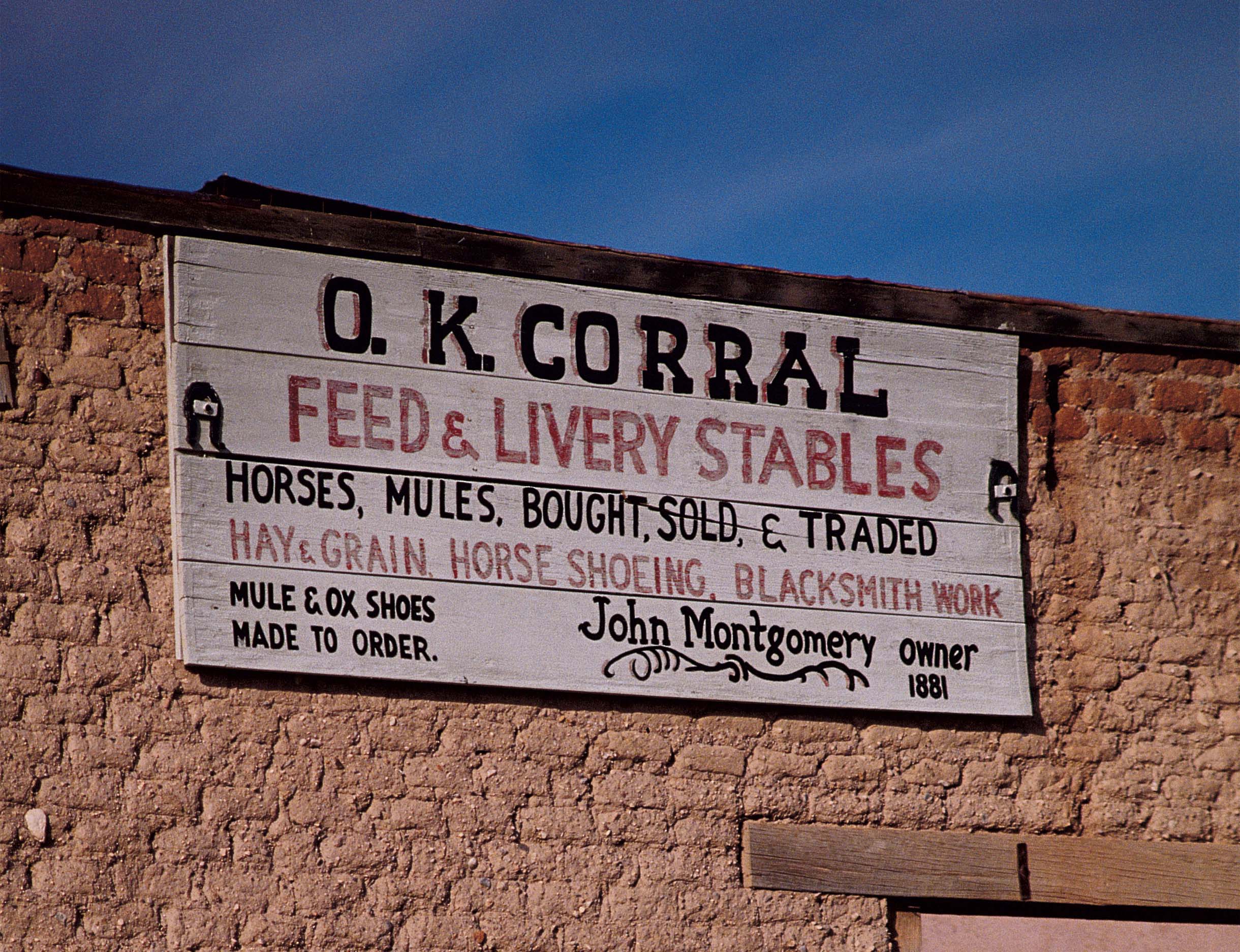Sign indicating the "O.K. Corral."