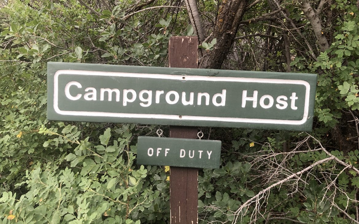 Sign saying, "Campground Host"