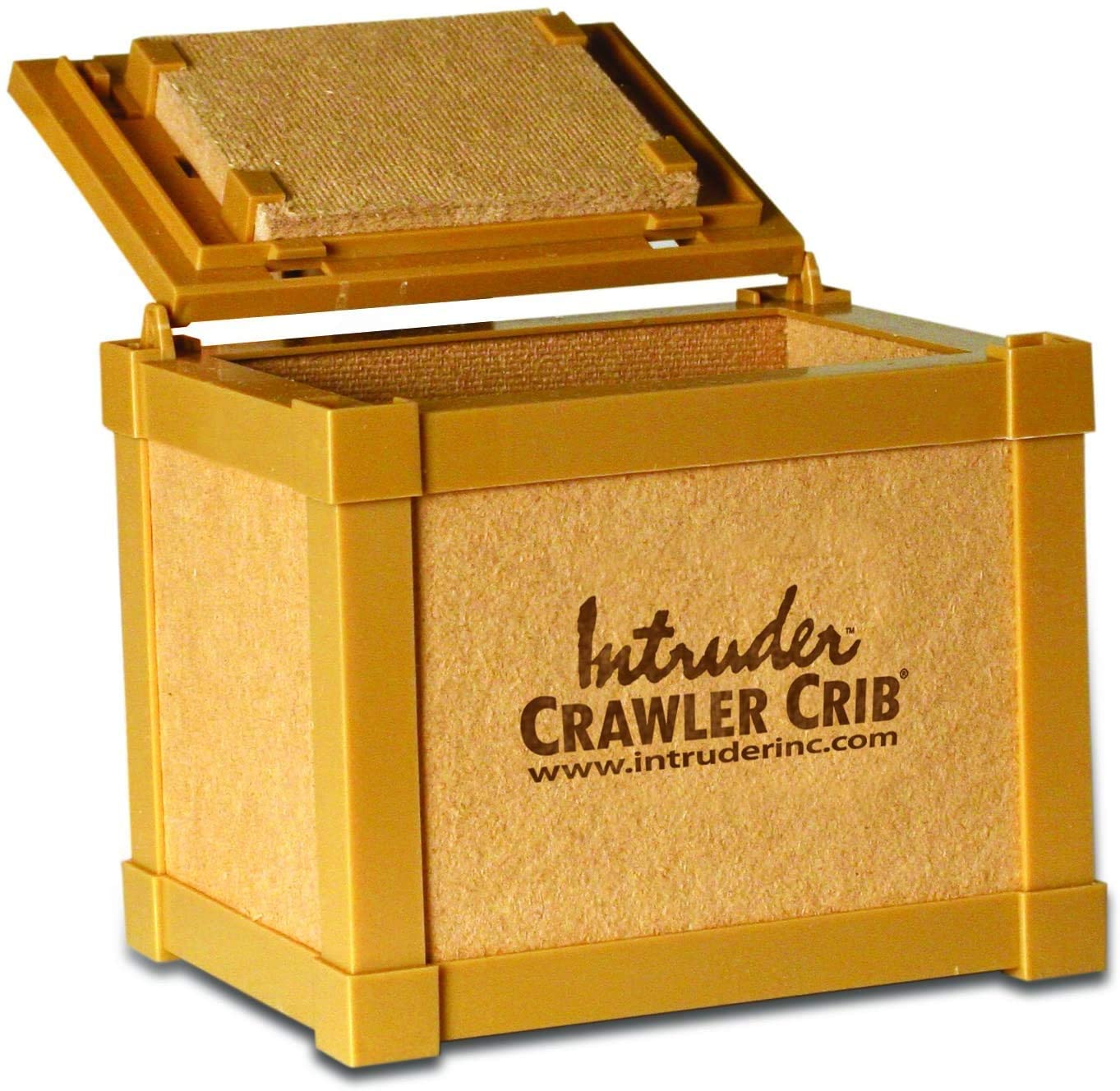 A box with lid open for night crawlers.
