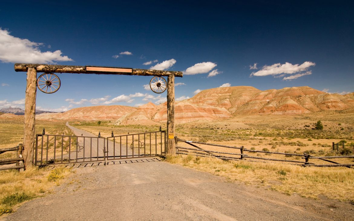 Entrance to the ranch, wild west, in New Mexico